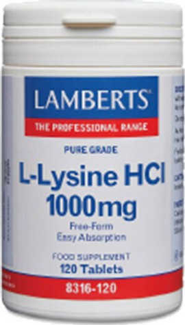 Lamberts L-Lysine HCL 1000mg 120 ταμπλέτ …
