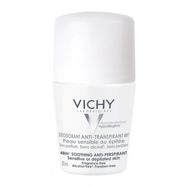 Vichy 48hr Soothing Anti-perspirant Roll-On Για Ευαίσθητες ή Αποτριχωμένες Επιδερμίδες 50ml