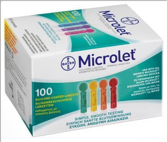 BAYER ASCENSIA MICROLET 100LANCETS COLORED