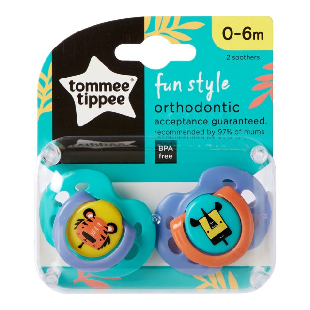 Toppee Tippee Fun Style Πιπίλα Σιλικόνης 0-6m 2τμχ