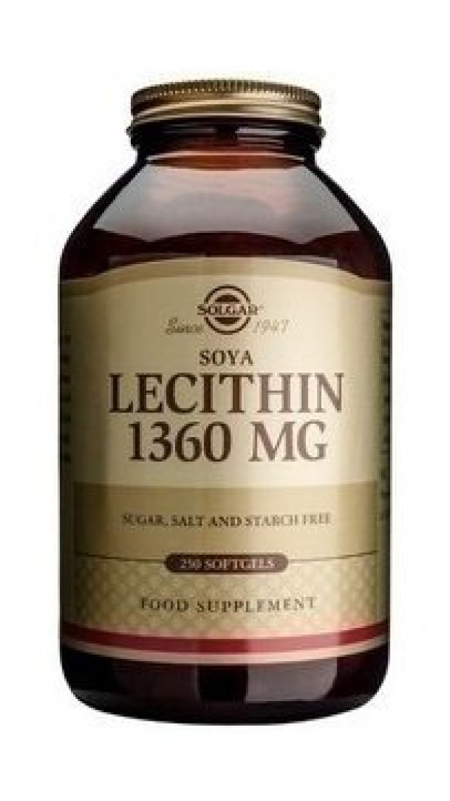 Solgar Lecithin 1360mg 250 μαλακές κάψουλες