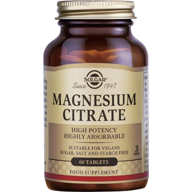 Solgar Magnesium Citrate 200mg 60 ταμπλέτες