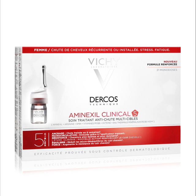 Vichy Dercos Aminexil Clinical 5 Women Αμπούλες Κατά Της Γυναικείας Τριχόπτωσης 21x6ml