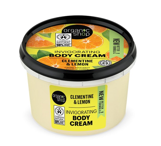Natura Siberica Organic Shop Clementine & Lemon Invigorating Body Cream Αναζωογονητική Κρέμα Σώματος Κλημεντίνη Λεμόνι 250ml