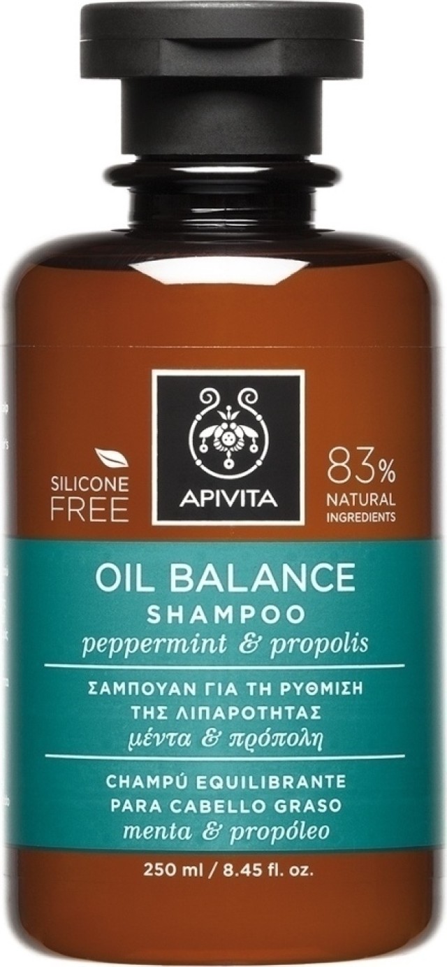 Apivita Oil Balance Shampoo Σαμπουάν Για Την Ρύθμιση Της Λιπαρότητας Με Μέντα Και Πρόπολη 250ml
