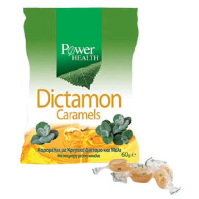 Power Health Dictamon Caramels Καραμέλες Για Το Βήχα Από Κρητικό Δίκταμο & Μέλι Με Γεύση Κανέλα 60g