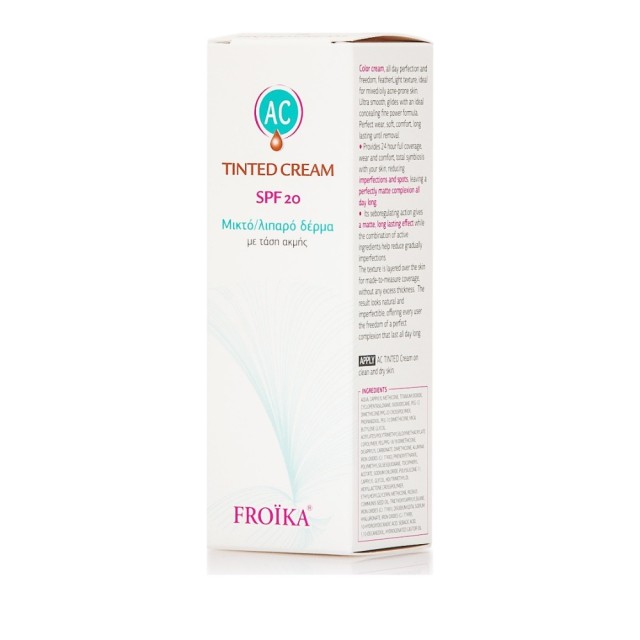 Froika AC Tinted Cream SPF20 Επικαλυπτική Κρέμα με Χρώμα για Λιπαρό/Μικτό Δέρμα με Τάση Ακμής 30ml