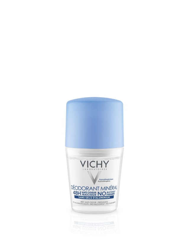 Vichy 48h Mineral Deodorant Roll-On Αποσμητικό Κατά της Κακοσμίας Χωρίς Άλατα Αλουμινίου 50ml