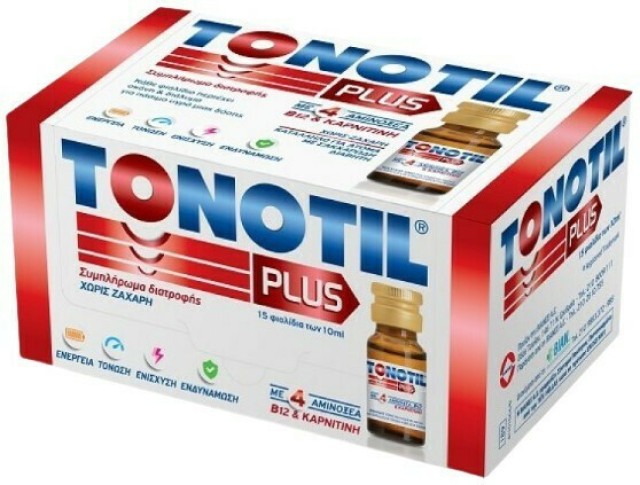 Tonotil Plus Αμπούλες με 4 Αμινοξέα Β12 & Καρνιτίνη 15X10ml