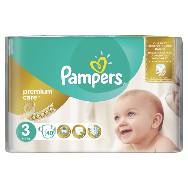PAMPERS PREMIUM CARE No3 (5-9kg) 40τμχ