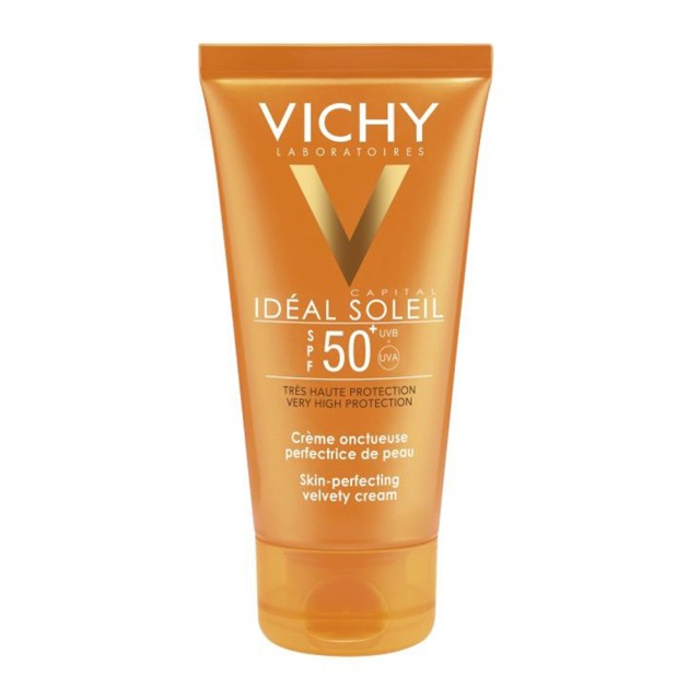 Vichy Ideal Soleil Cream Αντηλιακό Προσώπου Με Βελούδινη Υφή Για Κανονικές & Ξηρές Επιδερμίδες SPF50 50 ml