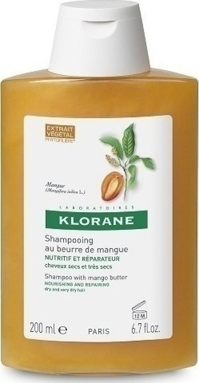 Klorane Mango Butter Σαμπουάν θρέψης Με Βούτυρο Μάνγκο Για Ξηρά μαλλιά 200ml