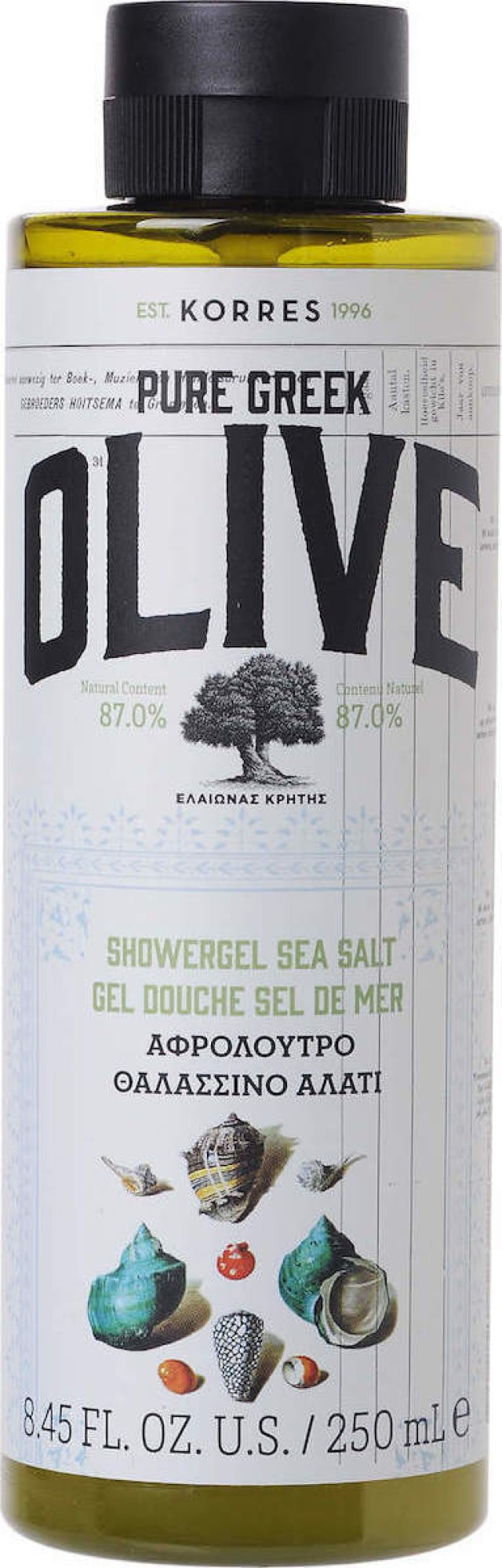 Korres Pure Greek Olive Shower Gel Sea Salt Αφρόλουτρο Θαλασσινό Αλάτι 250ml