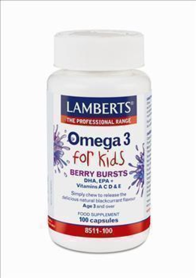 Lamberts Omega 3 For Kids Berry Bursts Φραγκοστάφυλο 100 κάψουλες