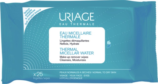 Uriage Thermal Micellar Water Make-Up Remover Wipes Μαντηλάκια Καθαρισμού Ντεμακιγιάζ 25τμχ