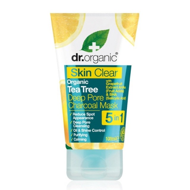 DR.ORGANIC SKIN CLEAR ORGANIC TEA TREE DEEP PORE CHARCOAL MASK 100ml