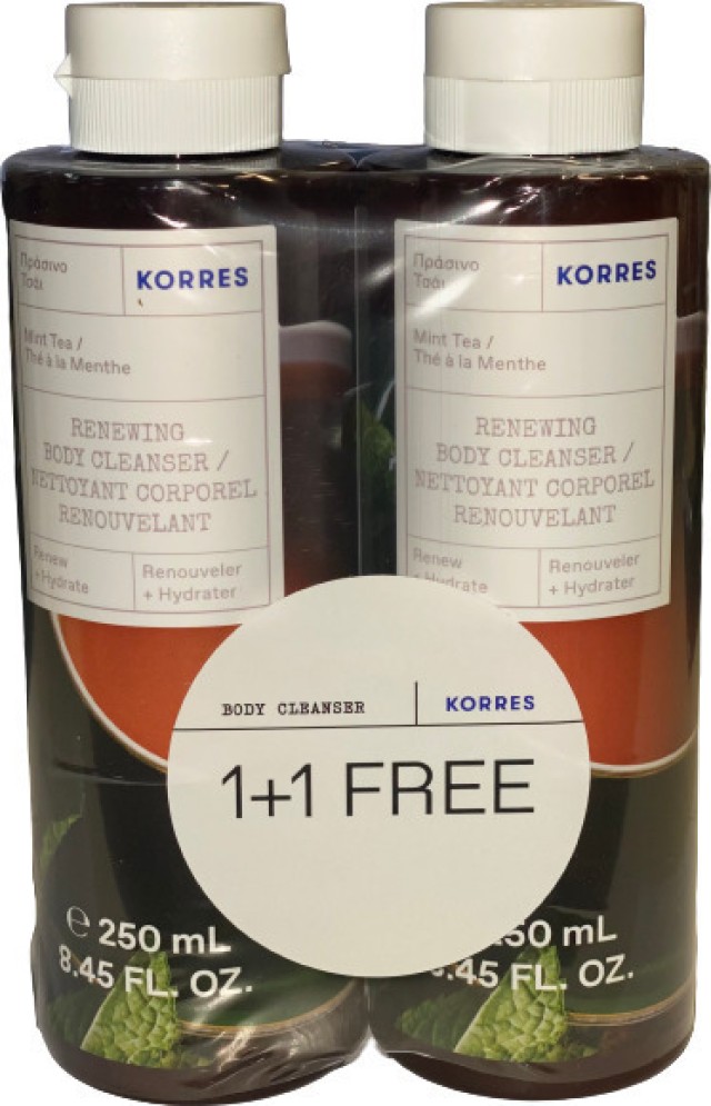 Korres Promo Renewing Body Cleanser Mint Tea Αφρόλουτρο Πράσινο Τσάι 1+1 Δώρο 2x250ml