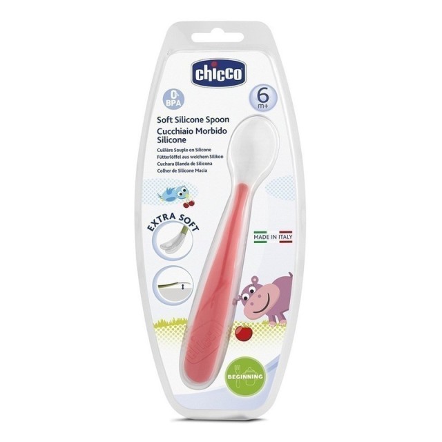 Chicco Κουτάλι Σιλικόνης Extra Soft 6m+ Κόκκινο 1τμχ