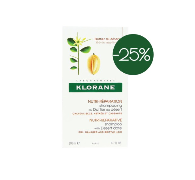 Klorane Shampoo Au Dattier Du Desert 200ml Σαμπουάν Θρέψης Και Ελαστικότητας Για Ξηρά Μαλλιά Με Χουρμά Της Ερήμου 200ml -25%