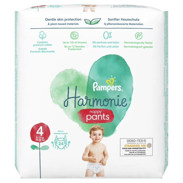 Pampers Harmonie Pants No4 (9-15kg) Value Pack 24τμχ