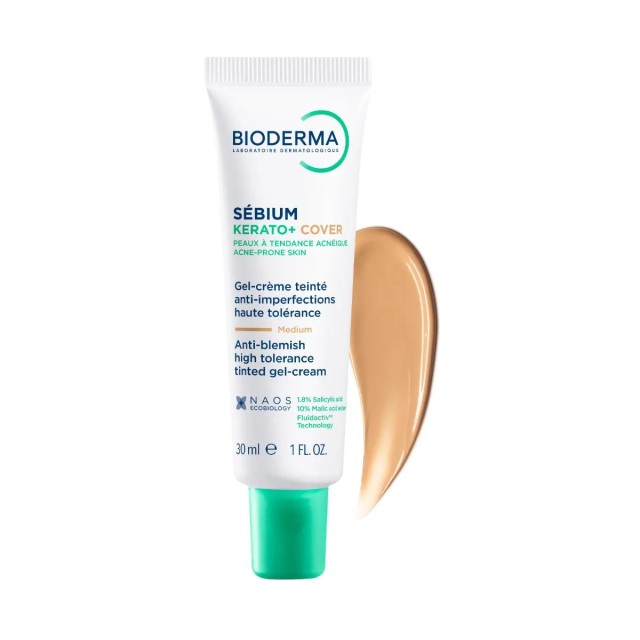Bioderma Sebium Kerato+ Cover Κρέμα Προσώπου για Ενυδάτωση & Ακμή 30ml