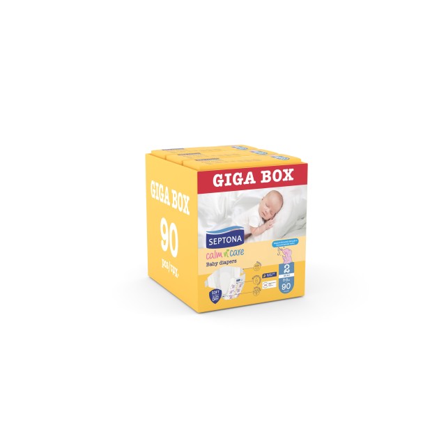 Septona Calm N Care Πάνες  Mini No 2 (3-6Kg) 90pcs (3x30τεμ) Giga Box