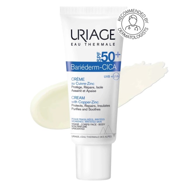 Uriage Bariéderm Cica Cream SPF50+ με CU-ZN Κρέμα Ανάπλασης 40ml