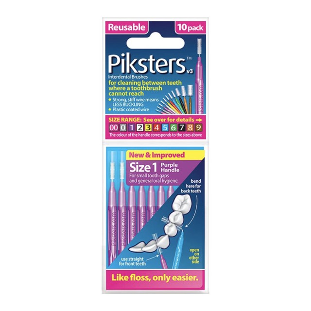 Piksters Regular Μεσοδόντια Βουρτσάκια Size 1 Purple 10τμχ