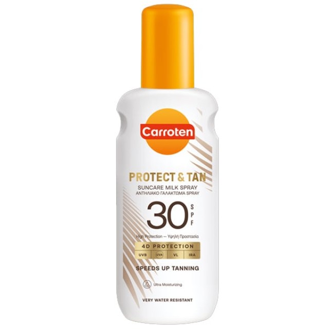 Carroten Protect & Tan Suncare Milk Spray 4D Protection SPF30 Αντηλιακό Γαλάκτωμα Σώματος σε Spray, 200ml