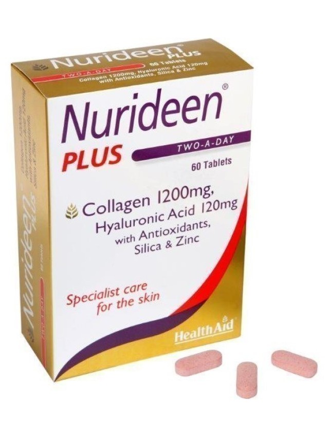 Health Aid Nurideen Plus Θαλάσσιο Κολλαγόνο Με Υαλουρονικό Οξύ & Βιταμίνες Για Την Υγεία Του Δέρματος 60tabs