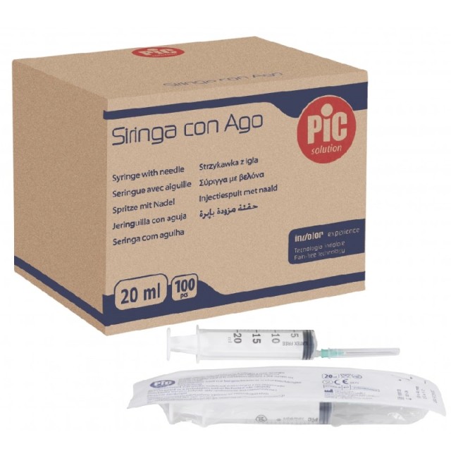 Σύριγγες Pic 20ml Με Βελόνα 21G 100τμχ