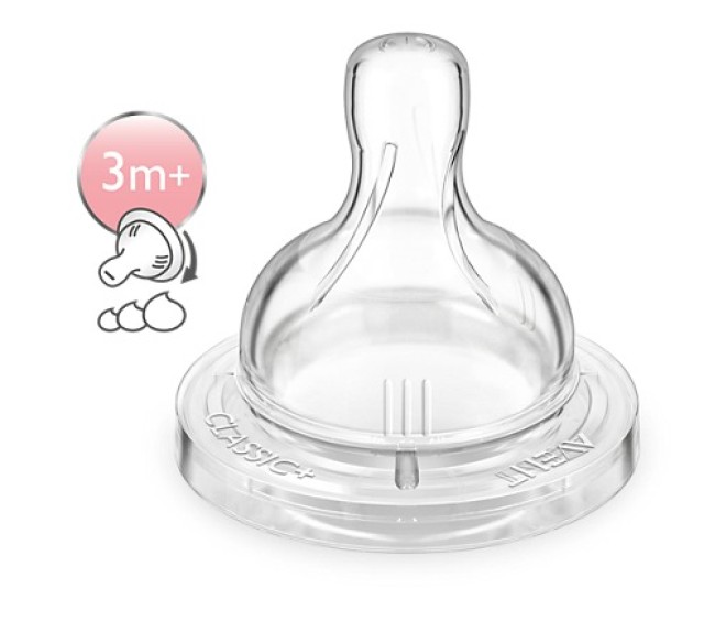 AVENT ΘΗΛΕΣ ΣΙΛΙΚΟΝΗΣ ΡΥΘΜΙΖΟΜΕΝΗΣ ΡΟΗΣ CLASSIC 3m+ 2τμχ