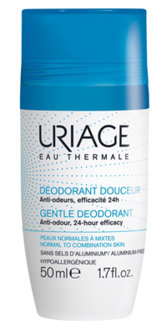 Uriage Gentle Deodorant Anti-odour 24-hour Roll-On Αποσμητικό Χωρίς Άλατα Αλουμινίου 50ml