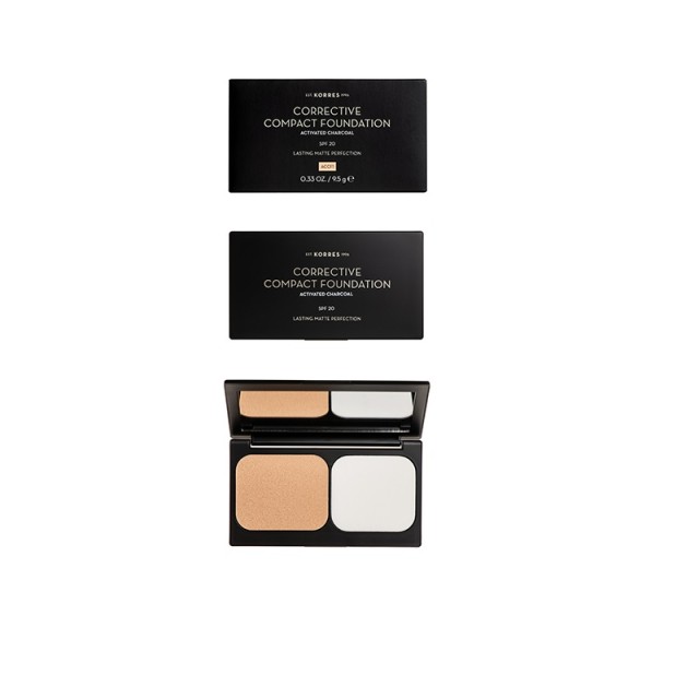 Korres Παλέτα Corrective Compact Foundation Charcoal ACCF1 SPF20 9.5gr