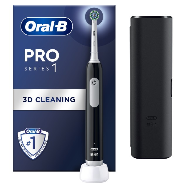 Oral-B Pro Series 1 Ηλεκτρική Οδοντόβουρτσα Μαύρη & ΔΩΡΟ Θήκη Ταξιδιού, 1τμχ