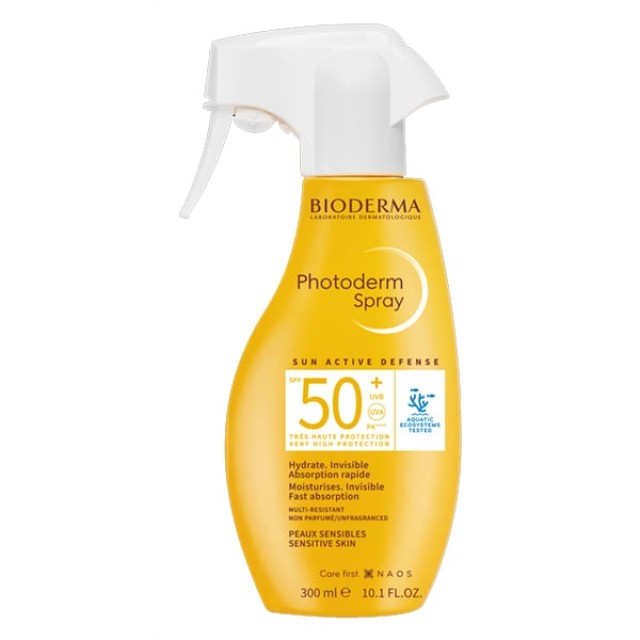 Bioderma Photoderm Spray Sun Active Defense SPF50+ Αντηλιακό για Πρόσωπο & Σώμα σε Μορφή Spray για Ευαίσθητο Δέρμα, 300ml