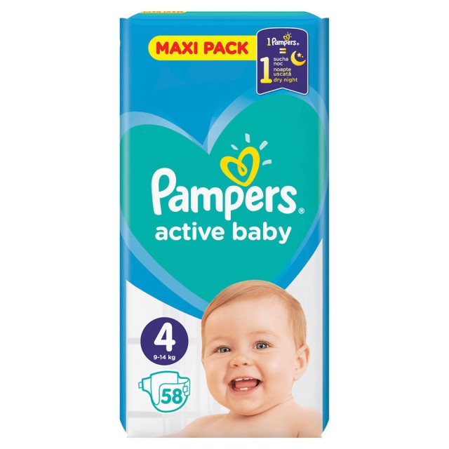 Pampers Active Baby Maxi Pack No4 (9-14kg) 58τμχ