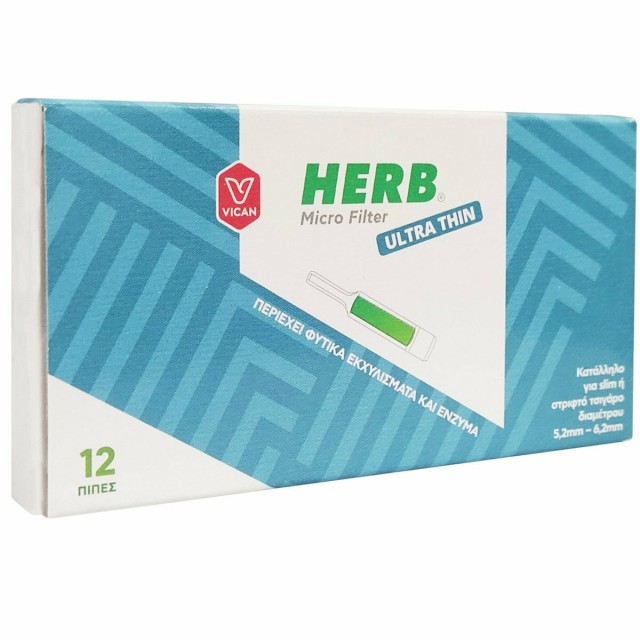 Vican Herb Micro Filter Ultra Thin Πίπες Για Slim ή Στριφτό Τσιγάρο 12τμχ