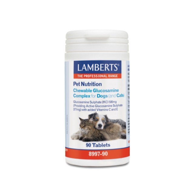 LAMBERTS PET NUTRITION CHEWABLE GLUCOSAMINE COMPLEX FOR DOGS & CATS 90tabs