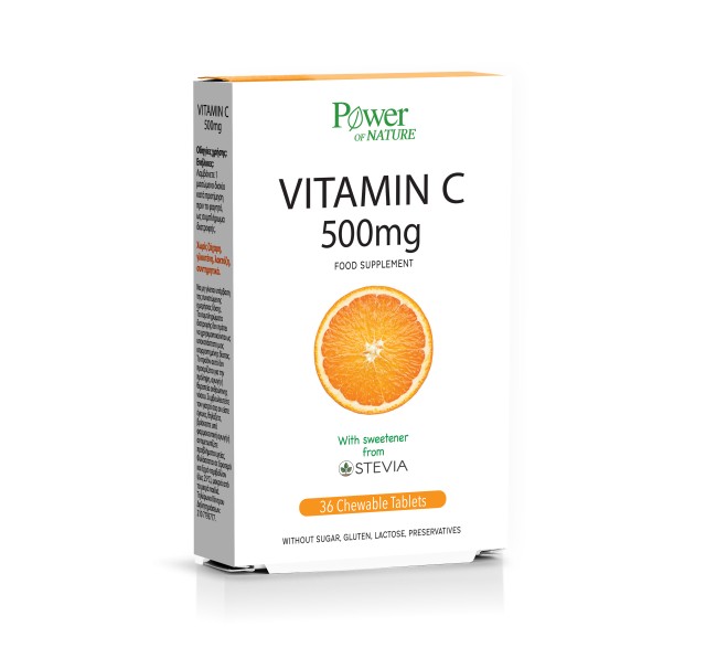 Power Health Vitamin C 500mg Stevia 36 Mασώμενα Δισκία