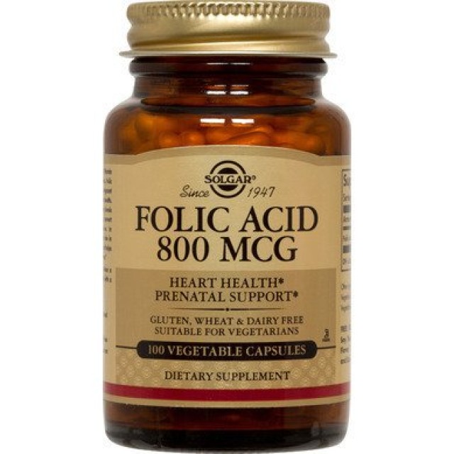 Solgar Folacin (Folic Acid) Συμπλήρωμα Διατροφής Φυλλικού Οξέος 800μg 100tabs