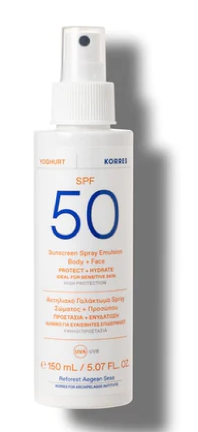 Korres Yogurt Sunscreen Spray Emulsion Αντιηλιακό Γαλάκτωμα Για Πρόσωπο & Σώμα SPF50 150ml