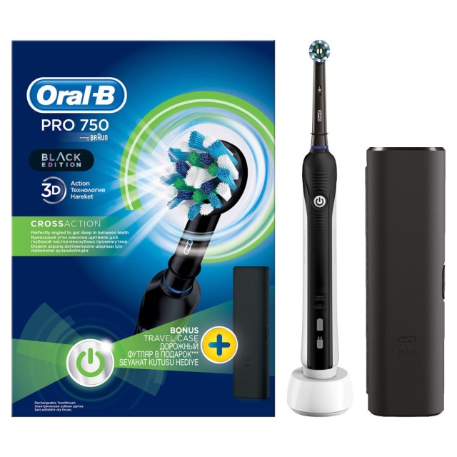 Oral B Pro750 Cross Action Ηλεκτρική Οδοντόβουρτσα Black
