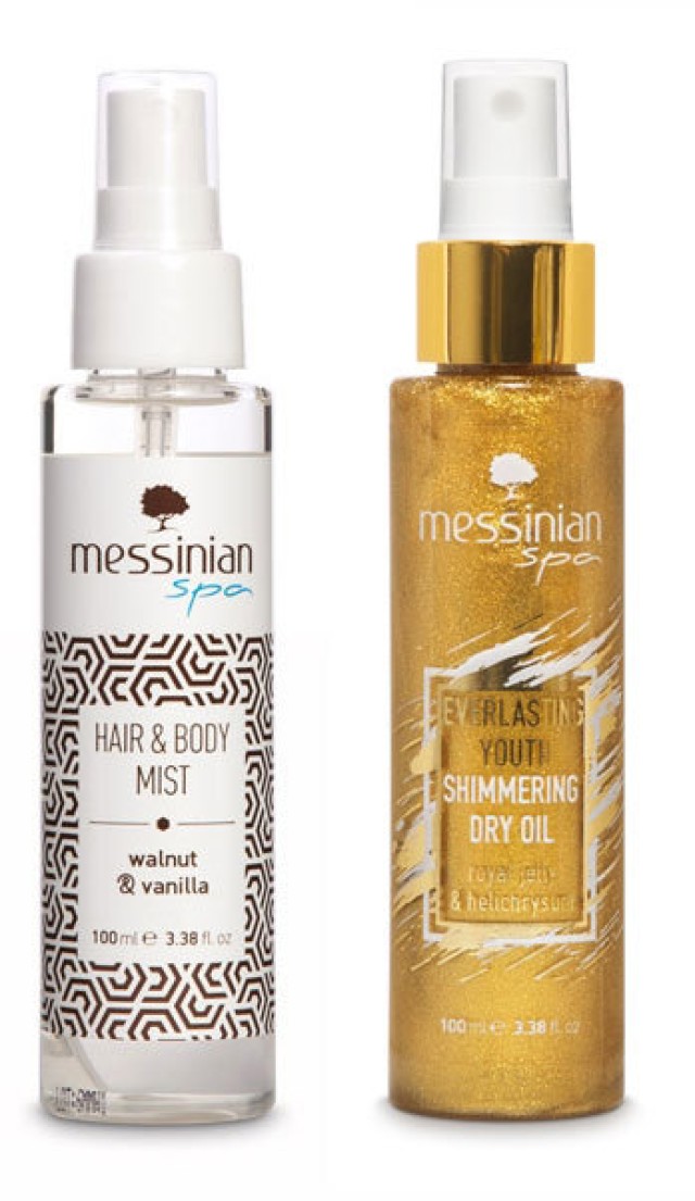 Messinian Spa Set Dry Oil Βασιλικός Πολτός & Ελίχρυσος 100ml + Δώρο Messinian Spa Mist Hair & Body Καρύδα Βανίλλια 100ml