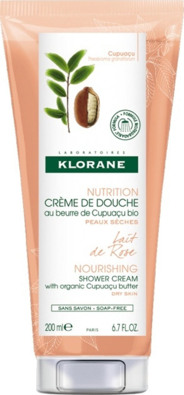 Klorane Cupuacu Lait De Rose Nourishing Shower Cream Κρεμώδες Αφρόλουτρο Με Γαλάκτωμα Ρόδου 200ml