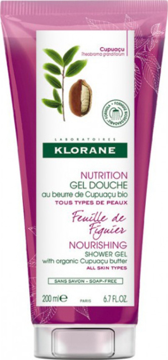 Klorane Nutrition Gel Douche Cupuacu Feuille De Figuier Αφρόλουτρο Με Αιθέριο Έλαιο Σύκου 200ml