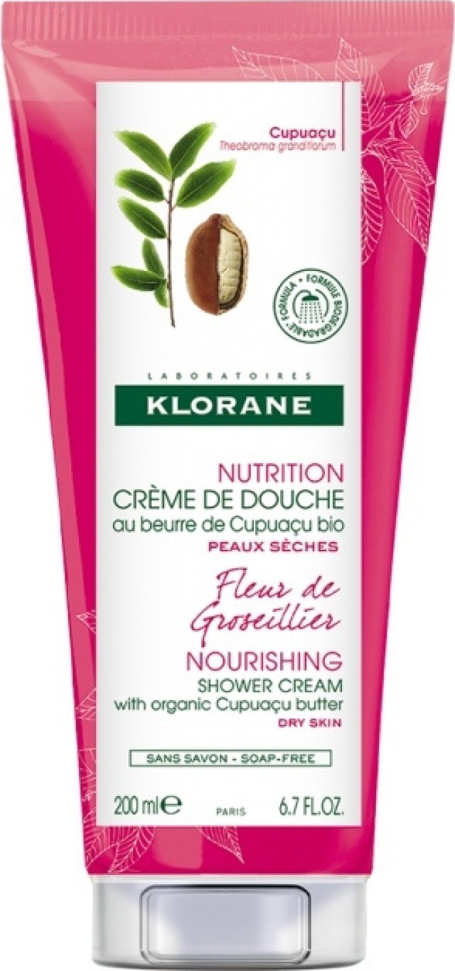 Klorane Cupuacu Creme De Douche Fleur De Groseillier Κρεμώδες Αφρόλουτρο Με Άνθη Σμέουρου 200ml