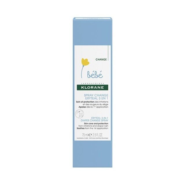 Klorane Bebe Eryteal 3 in 1 Diaper Change Spray Σπρέι 3 σε 1 Για Την Αλλαγή Της Πάνας 75ml