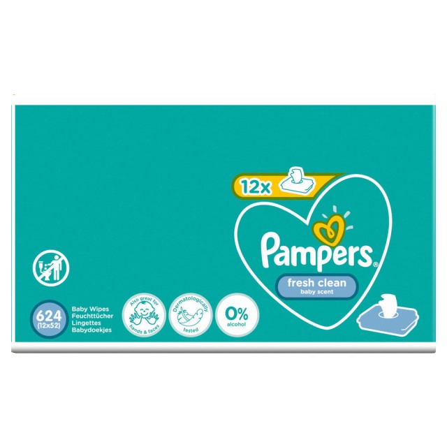 Pampers Promo Wipes Fresh Clean Monthly Box Μωρομάντηλα 12x52τμχ