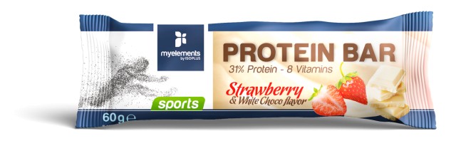 My Elements Sports Protein Bar Strawberry & White Choco Mπάρα Πρωτεΐνης (Φράουλα-Λευκή σοκολάτα) 60gr